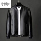 Goldlion Haining Men's Spring and Autumn Jacket Winter Velvet Casual Loose Leather Jacket for Middle-aged and Elderly Black#Soft Leather Baseball Uniform Spring and Autumn Thin M 170_88A_Recommended 95-120Jin Jin is equal to 0.5 kg