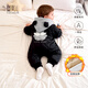 Yishuang'er baby clothes winter clothing newborn girl plus velvet quilted warm jumpsuit full moon 100 days hooded sweatshirt winter black 80cm