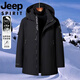 JEEP SPIRIT Красный пуховик Jeep International Brand, мужская утепленная теплая и морозоустойчивая куртка с капюшоном средней длины, зимний тренд, классический черный размер 2XL, подходит для веса 151-170Jin Jin, вес 0,5 кг.