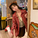 Mori Girl Tribe Sweet Style Simple Long Sleeve Plaid Shirt Women 2025 New Student Party Loose Versatile Jacket Winter Red Shirt Single Piece M
