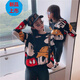 G.duck Internet celebrity parent-child clothing new autumn and winter sweater mother-child mother-daughter clothing Western fashionable sweater Internet celebrity jacket trend round neck 165 adult S