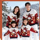 He Jiagong's Year of the Horse parent-child outfit for a family of three long-sleeved sweaters 2026 autumn and winter new children's knitted mother-daughter red New Year greetings Horse head red sweater 80