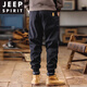 JEEP SPIRIT American overalls men's 2025 autumn and winter new loose velvet thickened casual pants retro men's trousers black winter velvet 4XL (180-200Jin Jin equals 0.5 kg)