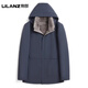 LILANZ official winter parka men's mink liner hooded middle-aged and elderly full mink coat mid-length Nike authentic navy shell + iron gray full mink + rex rabbit fur sleeves - flagship model L 170