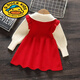 G.duck Girls Autumn Knitted Skirt 2025 New Baby Girl Fashionable Princess Skirt Cartoon Sweater Skirt Autumn and Winter Lapel Dress Pink Thickened 80 Weight 15-21Jin Jin is equal to 0.5 kg