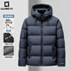 利郎（LILANZ）鹅绒款男士羽绒服短款加厚2025新款冬季连帽面包服保暖高端外套男 炭灰色 XL 180