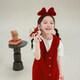 UTOUTO Big Ear Elephant Girls Pocket Sweater Vest Skirt 2026 Spring Pure Wool Knitted Sleeveless Skirt 2613033 New Year Red 100