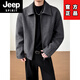 JEEP SPIRIT Korean design woolen jacket men's autumn and winter thickened tops handsome trendy brand lapel woolen jacket black 2XL