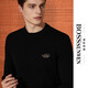 Bosssunwen thickened velvet recommended for winter, skin-friendly and warm solid color bottoming shirt, exquisite embroidery men's woolen sweater, black L