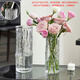 Fiyuega vase ornaments, living room flower arrangement glass vase, transparent, light luxury, high-end sense, water-raised lily, rose, hydroponic flower decoration, glacier pattern transparent vase, large size 25CM