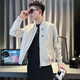 Burwilde international brand trendy brand handsome jacket men's spring and autumn baseball uniform men's 2025 new men's off beige M