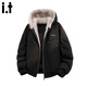 CHOCOOLATE it American retro black loose fur collar cotton jacket for men winter new warm outdoor casual versatile jacket black M recommended 90-125Jin Jin equals 0.5 kg
