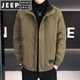 JEEP SPIRIT two-cotton jacket men's autumn and winter 2025 new workwear stand-up collar jacket men's quilted thickened warm clothes brown M