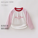 MARC&JANIE Marc & Jane Nautical Movement Girls Contrast Color Smocked T-shirt Children's Tops 2026 Spring New Style 560160 Hibiscus Pink 160 cm (recommended height 151-160cm)