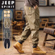 JEEP SPIRIT American overalls men's 2025 autumn and winter new loose velvet thickened casual pants retro men's trousers black winter velvet 4XL (180-200Jin Jin equals 0.5 kg)