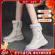 OLJ luxury high-end brand women's boots mid-calf snow boots 2025 new style velvet thick-soled short boots simple casual boots off-white 37