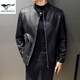 Septwolves Recommended by Yangma Spring and Autumn Thin Stand Collar Simple Large Size Casual Slim Leather Jacket Men's Fashion Velvet Motorcycle PU Black Thin M _Recommended 100-110 Jin Jin equals 0.5 kg