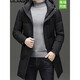 LILANZ men's mid-length down jacket middle-aged men's business casual versatile hooded warm white duck down jacket trendy black 18-25803 M 170