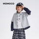 Mami Maka (MOMOCO) children's clothing boys' shirts 2026 spring style medium and large children's fashion versatile trendy shirts gray 110