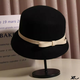 Ershan set Hepburn style bow bucket fisherman hat French retro hat autumn and winter new hat women's black foreign daughter basin hat retro Hepburn basin hat black + white bow