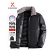 KBXNG Jinba leather down middle-aged and elderly men's removable lining leather jacket dad winter warm jacket casual men's black duck down lining-removable L 175 90-110 weight