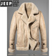JEEP SPIRIT Estación europea de piel todo en uno para hombre invierno nueva chaqueta de moto de cuero engrosado de terciopelo chaqueta de lana de cordero gris 2XL