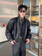 Lanye Mengxiang Xinji Leather Jacket Spring and Autumn Short Maillard Leather Jacket Men's Loose and Handsome Stand-up Collar Shoulder Pad Motorcycle Suit PU Black High-Quality Customized Model-Direct Sales M Recommendation 100-120Jin Jin is equal to 0.5 kg