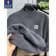 Woodpecker Extra Thick Camel Fleece Sweatshirt Men's Half Turtle Collar One-piece Velvet Mid-Collar Bottoming Shirt Winter Warm Extra Thick Austrian Grain Fleece Top Dark Gray XL Recommended 130-150Jin Jin equals 0.5 kg