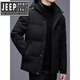 JEEP SPIRIT2025 winter hooded short down jacket for middle-aged men, casual, velvet, thickened, warm, winter, cold-proof jacket, versatile, black 2XL 185