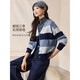 Mohan Yimei Contrast Color Striped Top 2025 Winter Wool V-neck Soft and Waxy Atmosphere Fresh Cardigan Sweater for Women