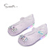 Snafy Flash Shoes Girls Princess Sandals Jelly Shoes Spring and Summer Girls Fashion Elsa Crystal Shoes Taro Purple 29