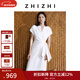 Zhizhi Yulangan – petite robe en lin pour femmes, col en v, manches courtes, taille, nouveau style, Yabai S, été 2025