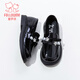 Fuluo Mi Girls Leather Shoes Spring Sweet and Fashionable Campus Loafers Little Girls One-Piece Soft Sole Shoes Shadow Black 32