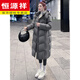Hengyuanxiang long down jacket for women 2025 winter fashion new good-looking puff hooded thickened warm white goose down jacket gray L recommended 125-135 Jin Jin equals 0.5 kg