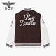 BOY LONDON fashionable brown and white stitching letters baseball uniform autumn and winter same style short cotton clothing for men and women N29013 Coffee M