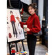 La Chapelle New Year Red Atmosphere Bow Knitted Cardigan Women's 2026 Autumn and Winter New Korean Knitted Sweater Jacket Trendy Red L