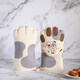 Complete new cute milk tea color cat paw insulation gloves, baking anti-scalding gloves, microwave oven gloves, big gray cat paw short style, one pack
