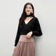 Qiushui Yiren Gentle and Romantic Four-piece Set 2025 Autumn New Fashion Commuting Knitted Yarn Skirt Set Black S