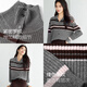 Eveli (eifini) Eveli Stripe Contrast Color Fashionable Wool Sweater Women's 2025 Winter New Versatile Casual Sweater Women Gray M