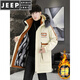 JEEP SPIRIT mid-length cotton coat 2025 new winter trend warm windbreaker plus velvet thickened parka jacket long coat 2383 red (with fur collar) Wang M