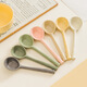 WANIOT eating spoon cute high-looking creative ceramic small spoon household soup ins long handle rice spoon small light green-Morandi spoon