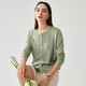 Zhaojun Spring and Summer Lyocell Tencel Sweater Women's Round Neck Long Sleeve Cardigan Solid Color Thin Top Mint Green L