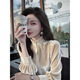 Off-white velvet top 2026 early spring high-end light luxury temperament unique and beautiful French petty bourgeoisie shirt off-white L recommended 110-120 Jin Jin equals 0.5 kg