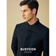 BUSYCON wool tunic suit, new Chinese style suit, high-end men's suit, black stand-up collar, banquet, engagement, wedding dress, black (two-piece suit, top + pants) 50 Reference weight 135-145Jin Jin is equal to 0.5 kg