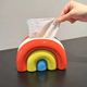 Yusenyi Rainbow high-end hygienic household tissue ceramic paper box creative box-like living room napkin storage box desktop decoration rainbow tissue box (red and yellow)
