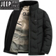 JEEP SPIRIT男士冬季短款羽绒服立领冬装中年休闲潮爸爸装保暖外套 黑色 L 【体重90-110斤】