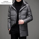 Emporio Armani EA7 Armani 2026 winter new men's down jacket mid-length fashionable detachable hooded white duck down casual outer gray M 170