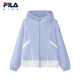 FILA children's jacket 2026 spring new style girls' medium and large children's sports loose hooded top bright light blue-LB 130