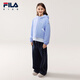 FILA children's jacket 2026 spring new style girls' medium and large children's sports loose hooded top bright light blue-LB 130