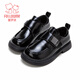 Fuluomi boys leather shoes 26 spring British style campus performance single shoes primary school students soft sole non-slip children's shoes black 38